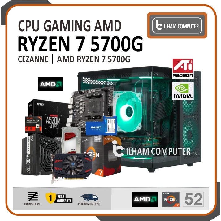 PC GAMING AMD RYZEN 7 5700G VGA RX580 8GB DDR4 16GB SSD 128GB HDD 500GB - WIFI