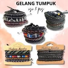 COD paket gelang tumpuk isi 5 pcs gelang kasual pria wanita gelang keren