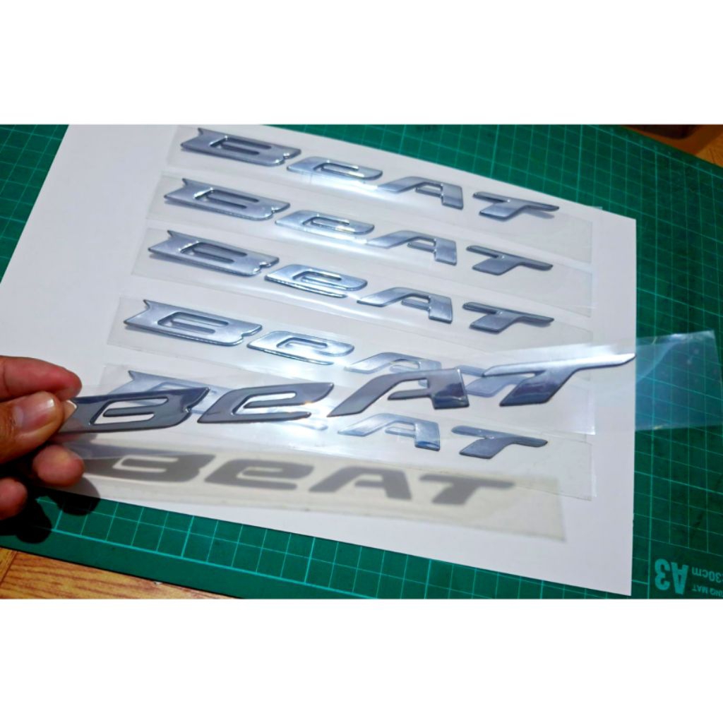 EMBLEM TIMBUL CROME BEAT SET 2 PCS/LOGO BEAT/EMBLEM TIMBUL VARIASI HONDA BEAT