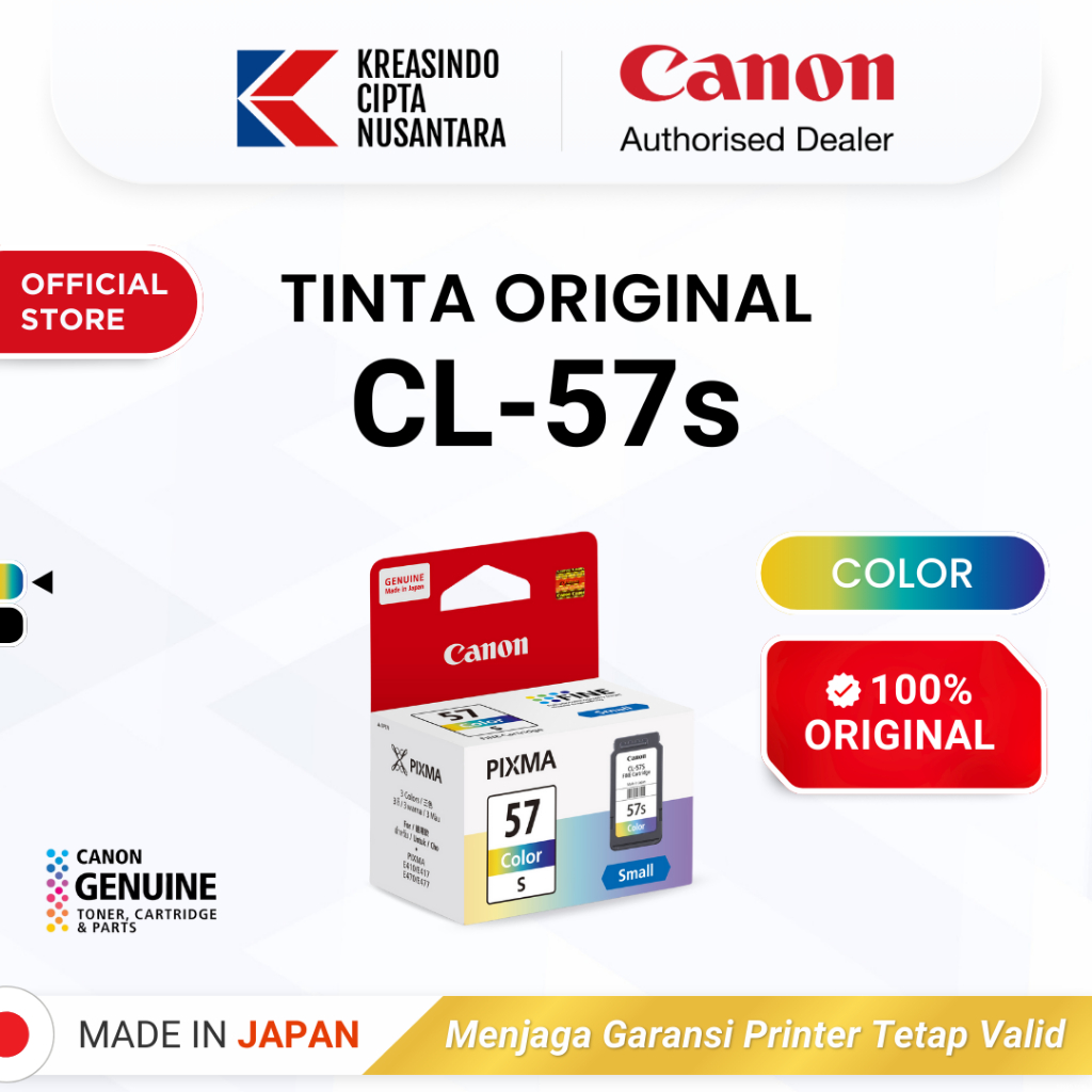 100% ORIGINAL Tinta Canon CL 57 Small Color - Tinta Canon E410 E470 E3470 E4570 - Tinta Asli