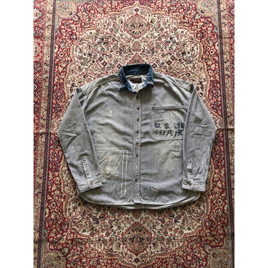 Kemeja Authentic cube sugar hickory rework shirt Vintage Hickory work shirt HH610
