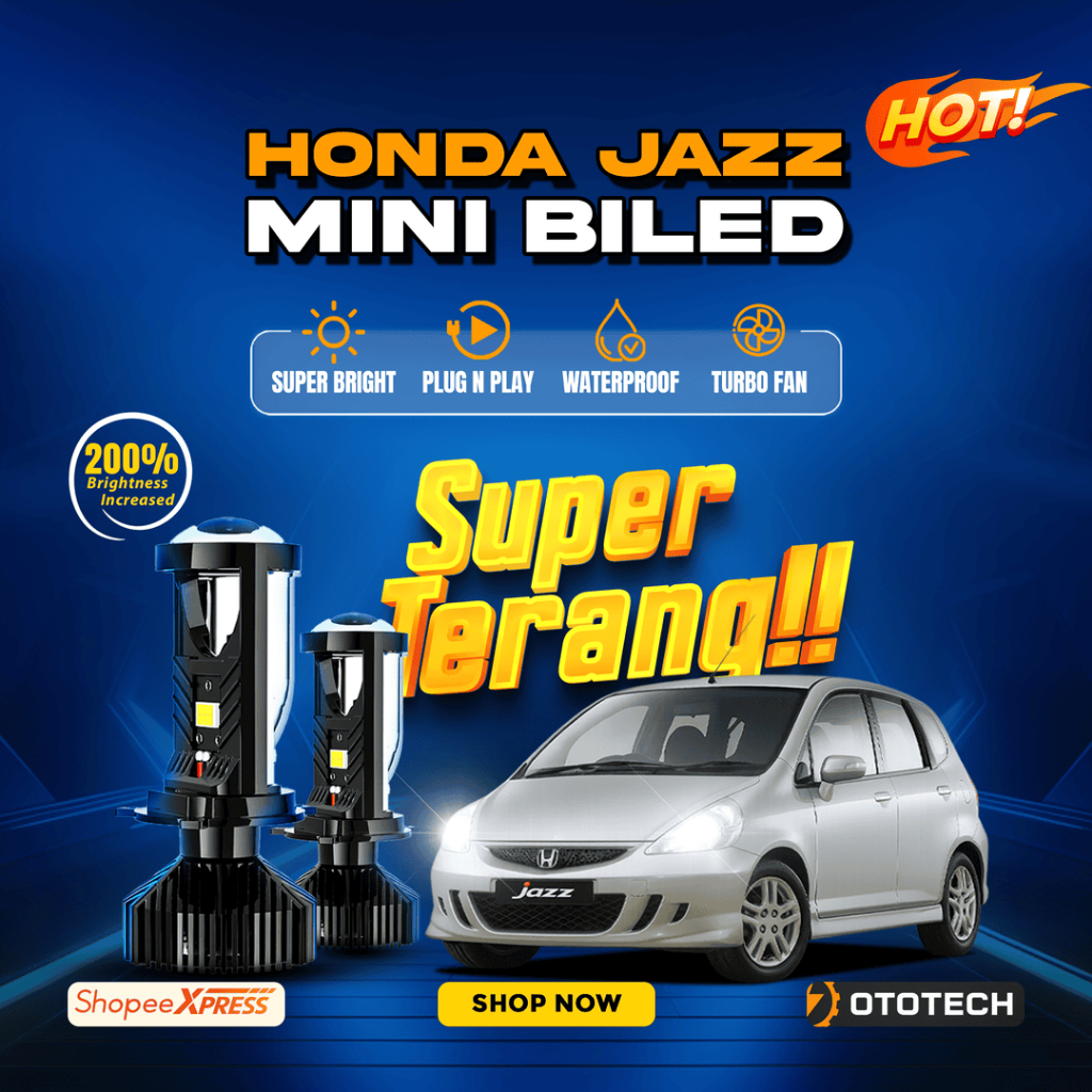 [Ototech] Lampu Honda Jazz GD3 H4 Mini Biled Projie LED Projector Mobil Super Terang