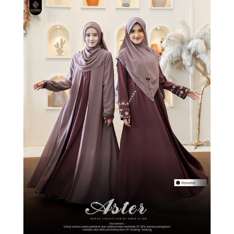 EMKA HIJAB READY Abaya Aster Original Emka Hijab ABAYA PAULISTA BORDIR GAMIS LEBARAN