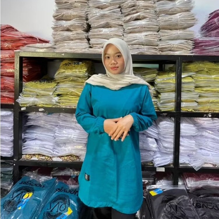 Tunik Zevaqu - Atasan Kaos Tunik Polos  100% Katun Tunik seragam wanita muslimah