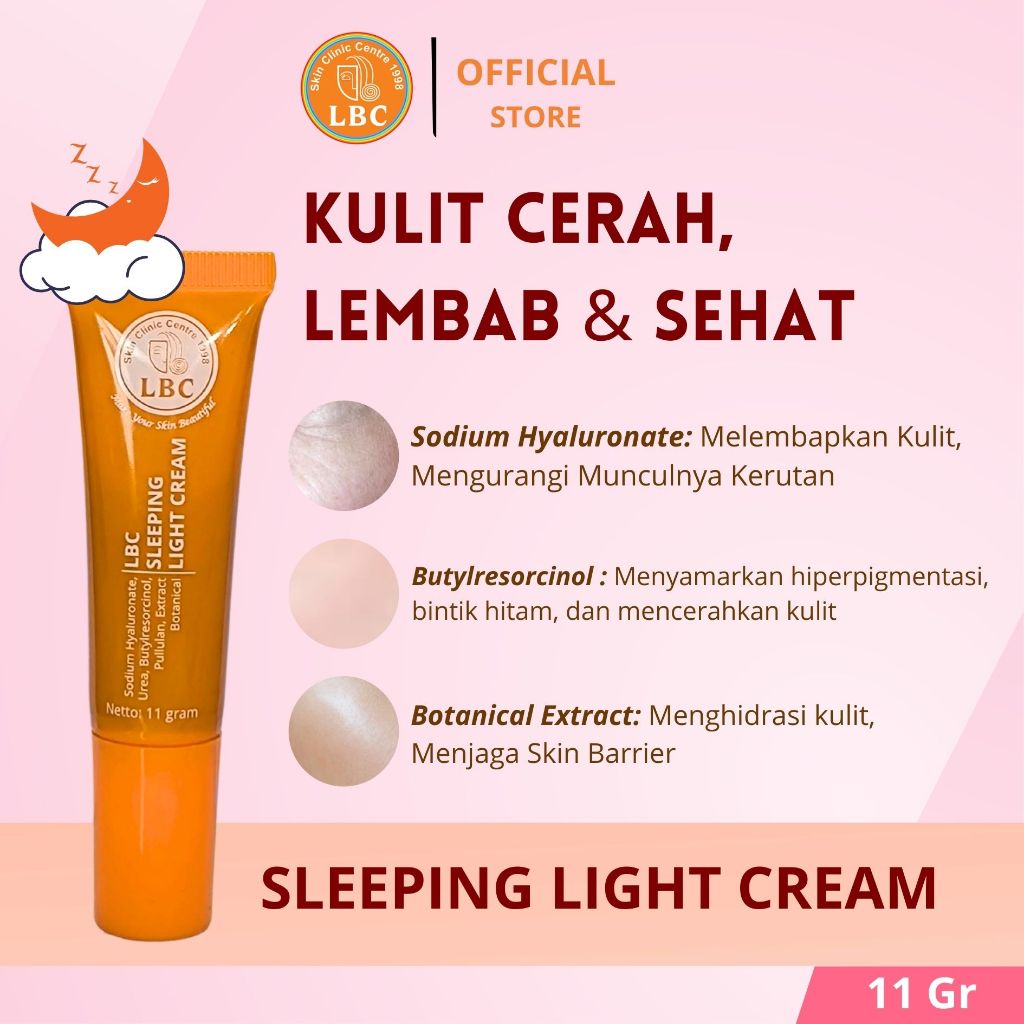 LBC - Sleeping Light Cream | Mencerahkan| Menyamarkan Flek |  Melembabkan Kulit