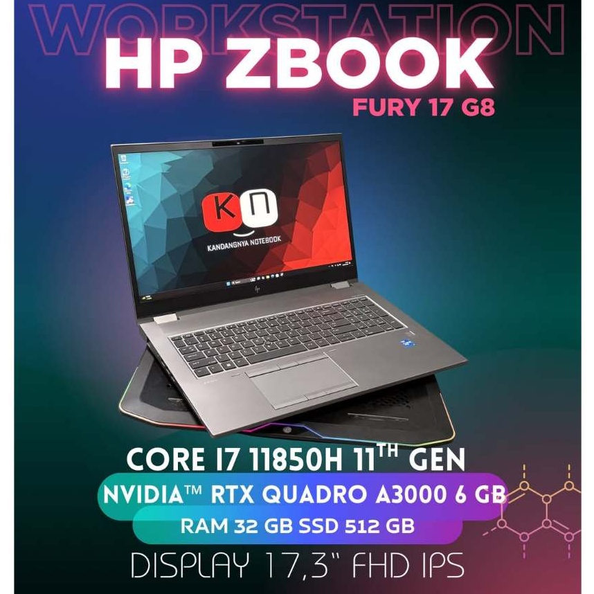 HP ZBOOK Fury 17 G8 i7 11850H Nvidia RTX A3000 6GB RAM 64GB SSD 1TB 17 inch Workstation