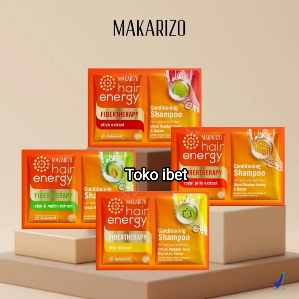 Makarizo Shampoo Sachet isi 12 Sachet untuk Rambut rusak dan rambut rontok