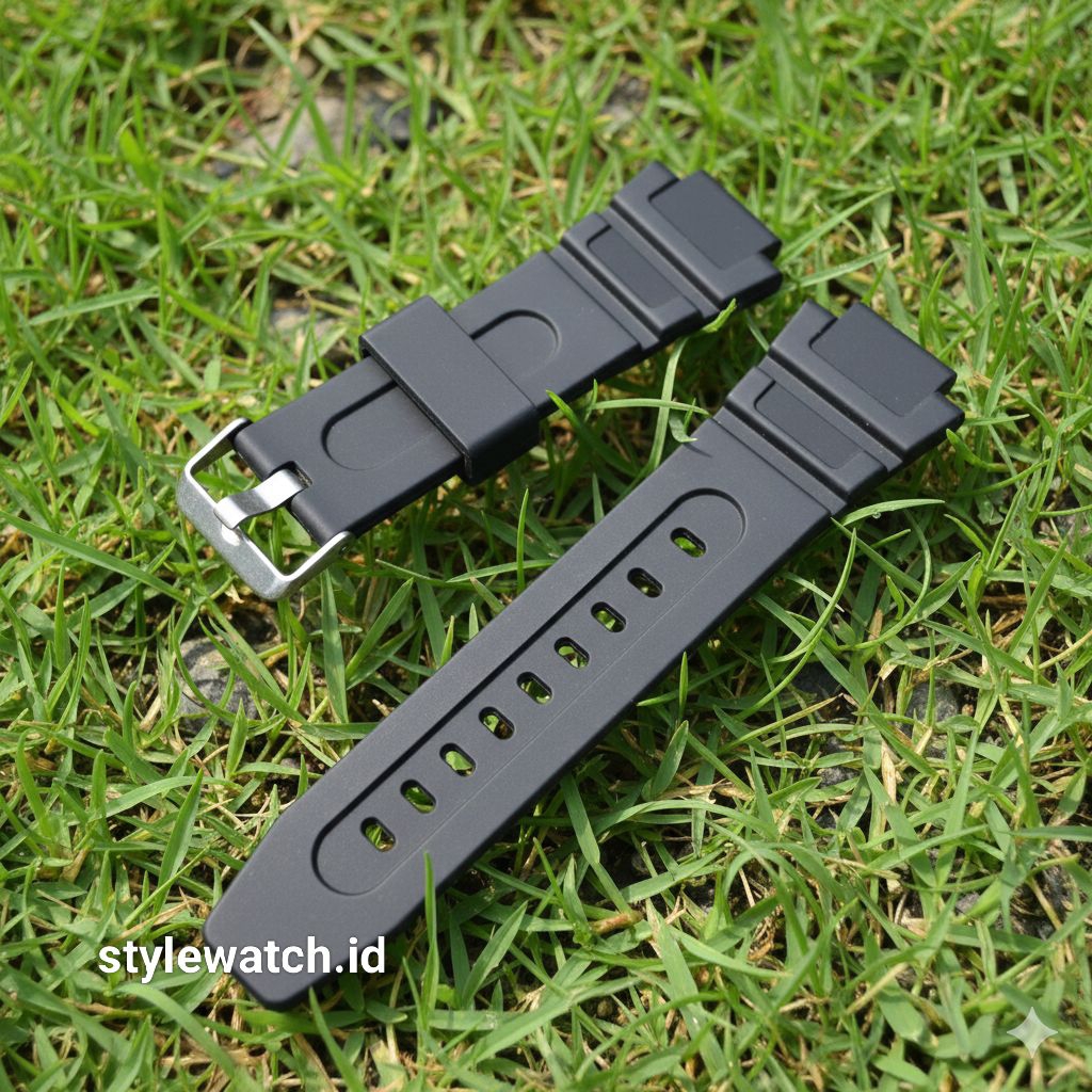 Strap Tali Jam Tangan Casio AMW 870 AMW-870 Rubber Hitam Premium