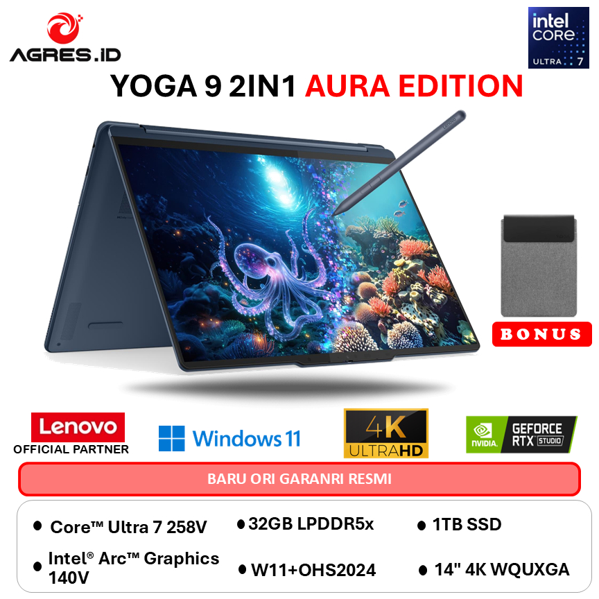 LENOVO YOGA 9 2IN1 AURA EDITION 14 ULTRA 7 258V - 32GB 1TB W11+OHS+M365B 14.0 4K OLED -49ID