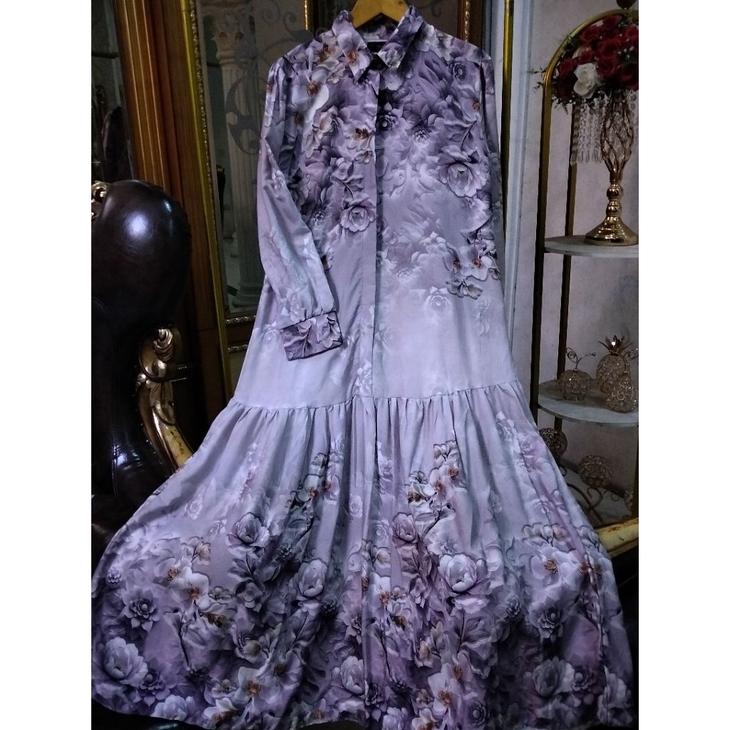 Elnaka Collection Dress Rayon Motif Bunga