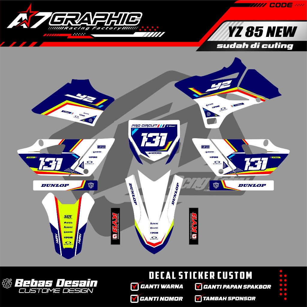DECAL YZ 85 NEW/GTX - DECAL MOTOR YZ 85 NEW / BEBEK MODIF MASIH BISA SI EDIT FREE CUSTOME FULL BODY