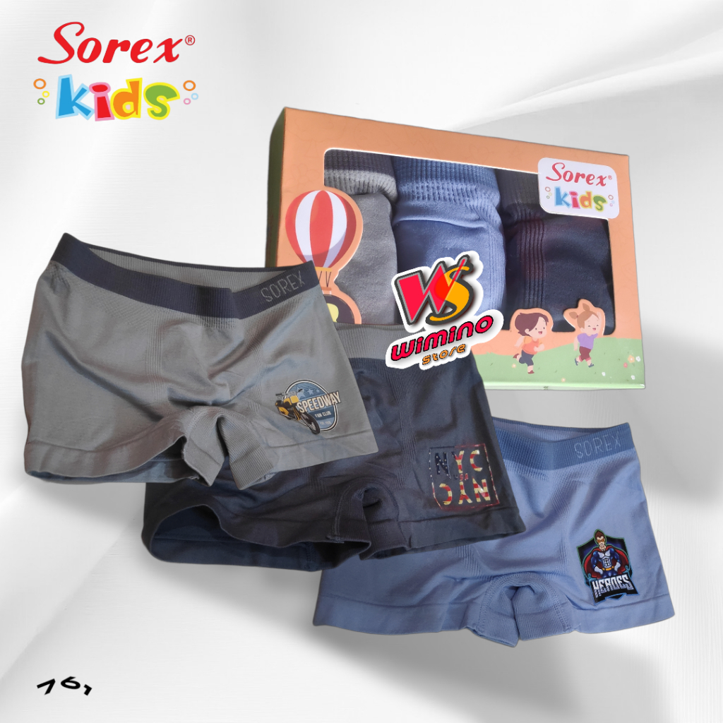 C761 (3-6-12 Pcs)  Sorex Kids Boxer Anak Laki Laki Rajut, Cd Boxer Anak Cowok All Size Usia 6-9 Tahu