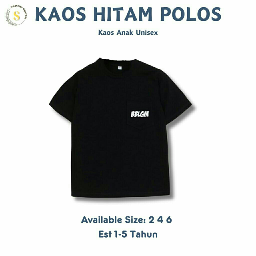 kaos hitam kaos anak polos anak 1-5th kaos anak laki laki dan perempuan atasan anak