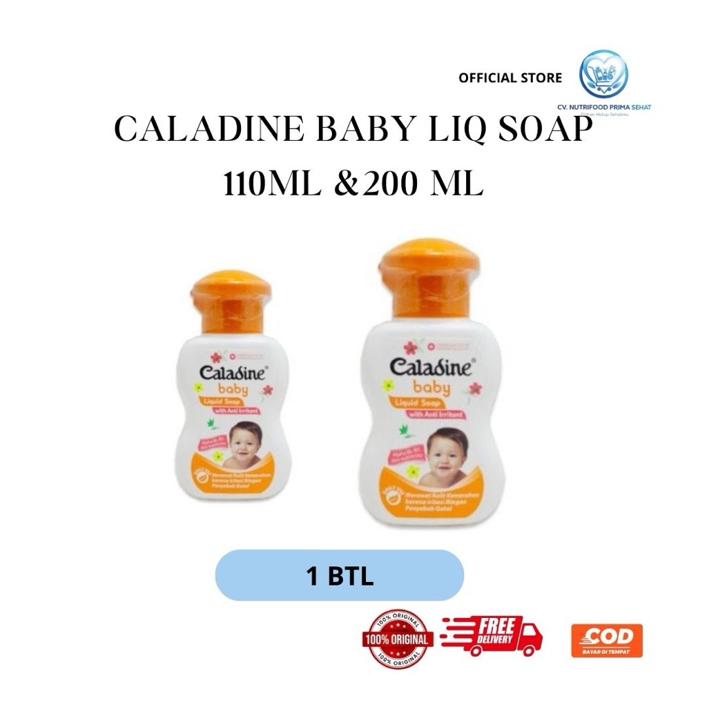Caladine Baby Liquid Soap 110 ml dan 200 ml– Sabun Cair Bayi Lembut untuk Kulit Sensitif, Membersihk