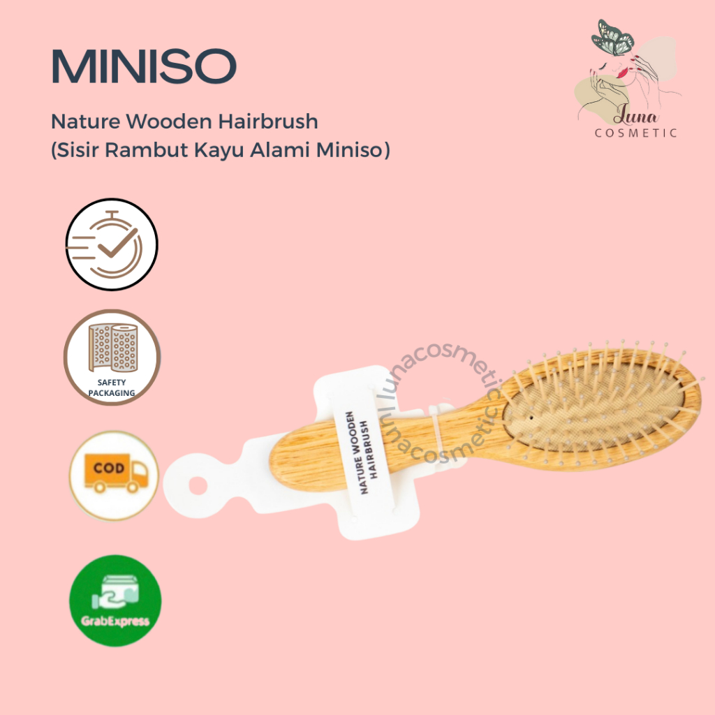 Miniso Nature Wooden Hairbrush (Sisir Rambut Kayu Alami Miniso)