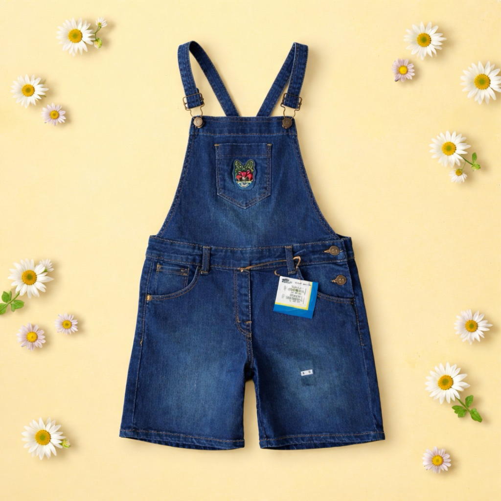 Overall Jeans Anak Perempuan Size 8 Navy Bordir Karakter That’s Donald (New)