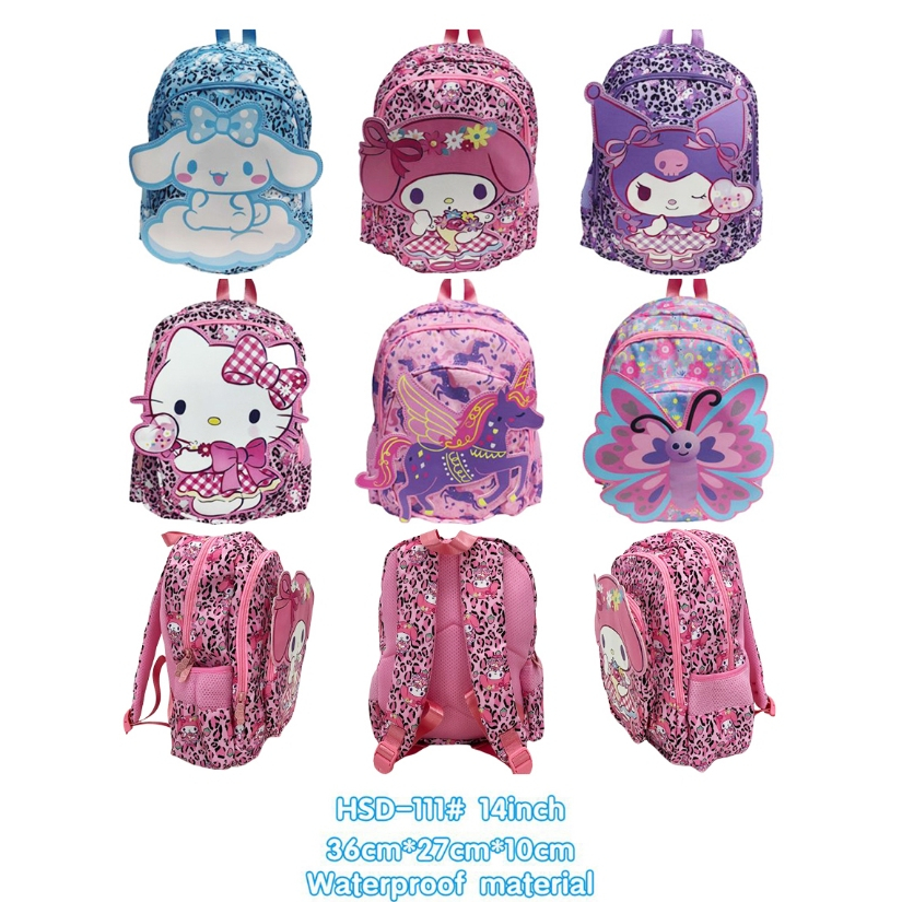 HSD Ransel Anak TK Motif Hello Kitty Kuromi 111 Backpack 14 IN