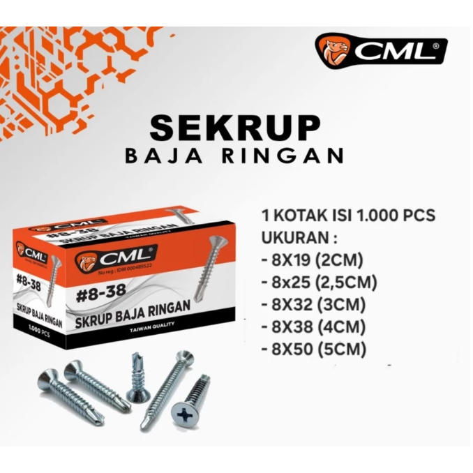 CML Skrup Baja Ringan/ Sekrup Holo Kanal C / Skrup Plafon CAMEL