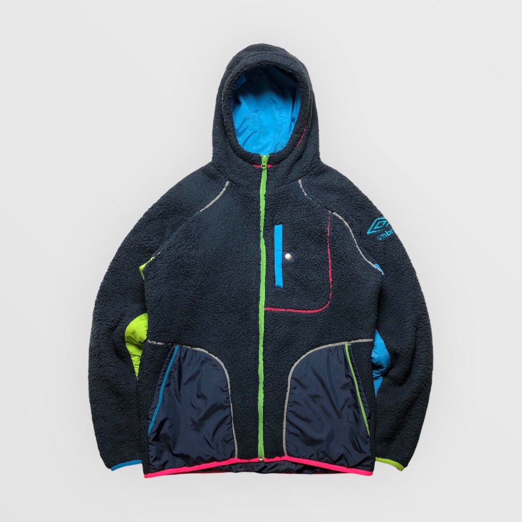 Umbro Vintage BOA Fleece Sherpa Jacket Colour Block With Embroidered Logo Produced By Descente