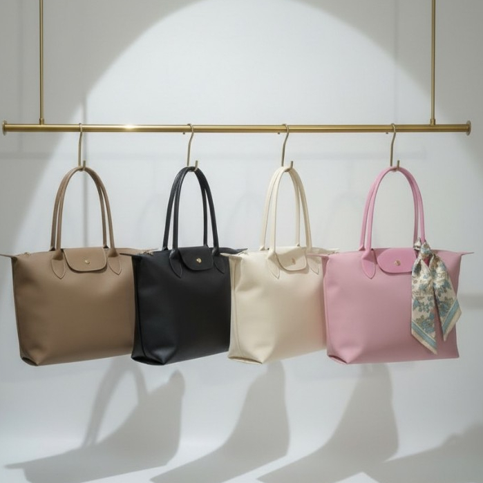 Tas Bahu LC Medium Cuir Tas Selempang Taupe Kulit Sintetis Motif Polos Tote Bag Wanita Free Syall El