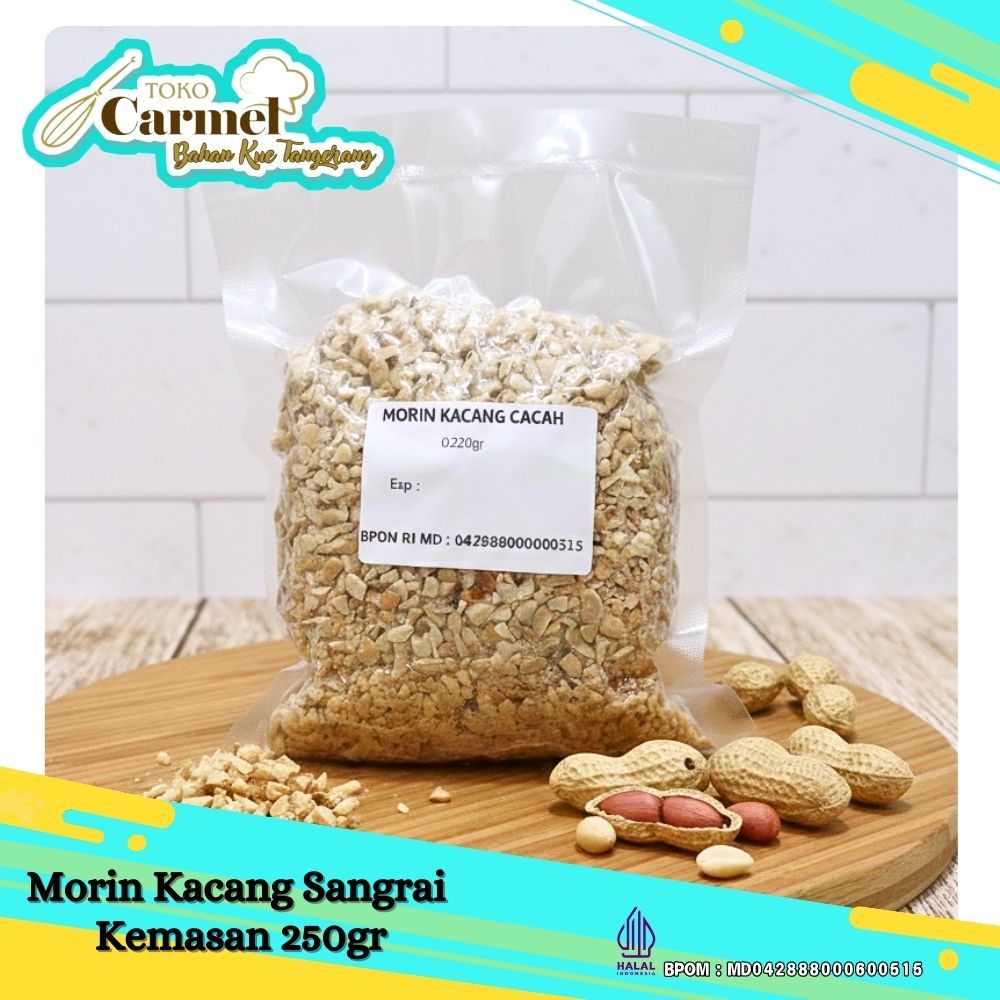 Morin Nut Donut Kacang Sangrai Cacah 250gr - Kacang Tanah Topping Donut Roti Dessert