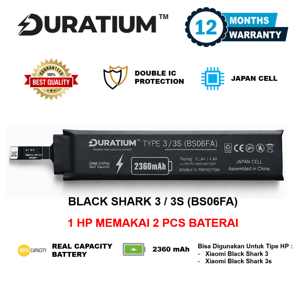 DURATIUM ORIGINAL Baterai Xiaomi Black Shark 3 / Black Shark 3s BS06FA Real Capacity 100% Batre Batr