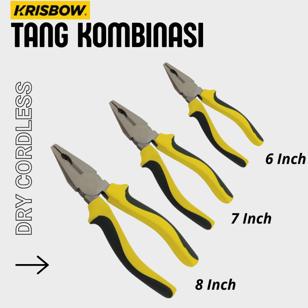 Tang Kombinasi 6", 7", 8" Krisbow Chrome Vanadium Steel Tang Serbaguna Original