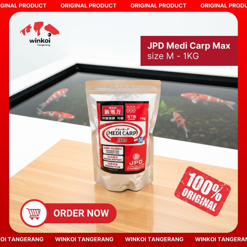 JPD MEDICARP MAX 1KG M SINKING Pakan Pelet Ikan Koi Immune Support - PELET KOI PREMIUM