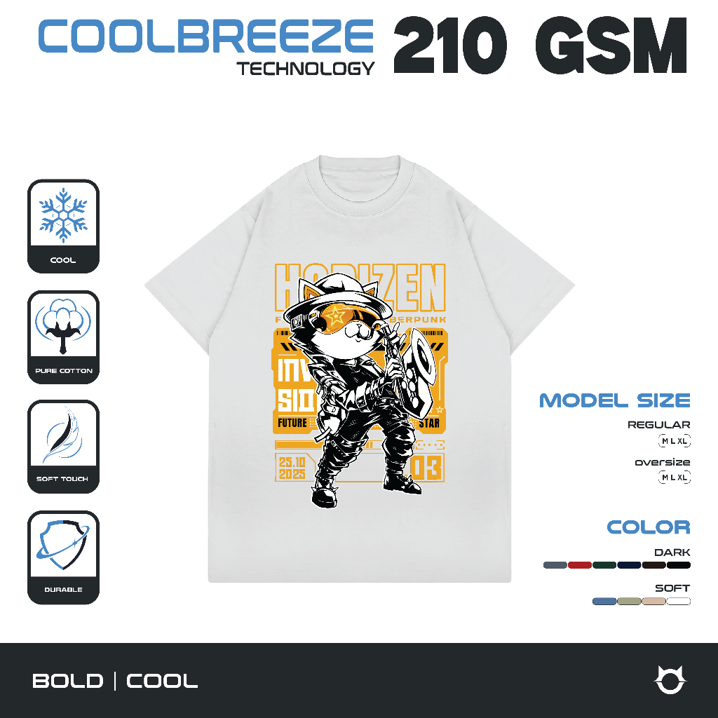 Horizen Invasion Kaos CoolBreeze SAXOPHONE CYBERPUNK Pria Wanita Cotton Combed 20s | 210GSM