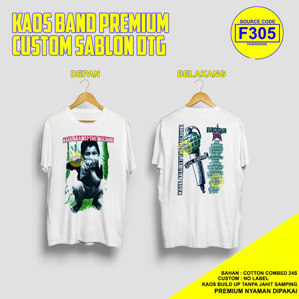 KAOS BAND VINTAGE RATM TOUR PREMIUM CUSTOM SABLON DTG