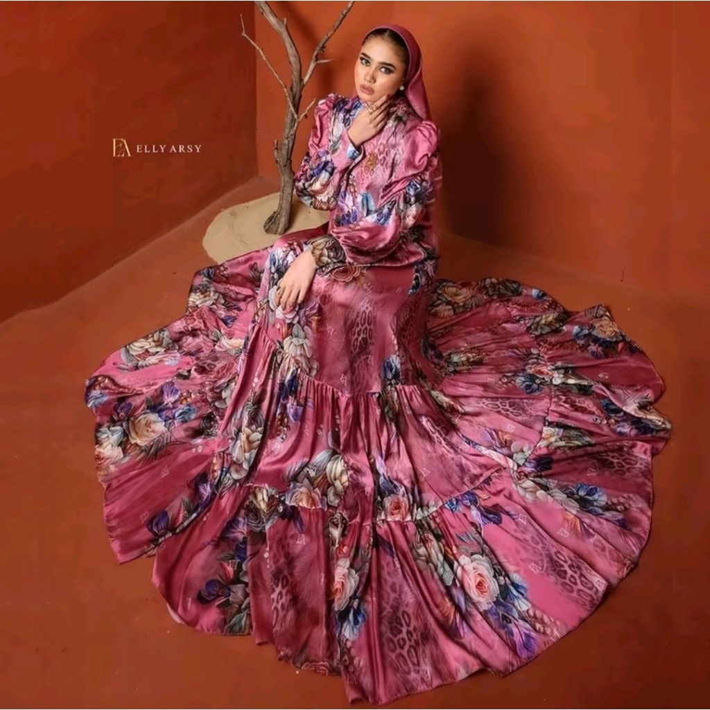 SET HIJAB Dress Gamis elly arsy Baju Muslim Wanita Dewasa Remaja Lebaran Kondangan Pesta