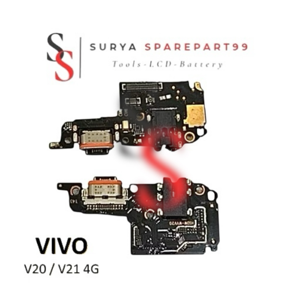 KONEKTOR CAS/PAPAN CAS PCB BOARD PLUG IN KONEKTOR CHARGER VIVO V20/V21 4G ORI PLUS IC