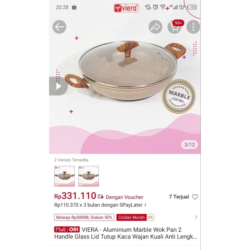 Wokpan Viera 30cm Marble