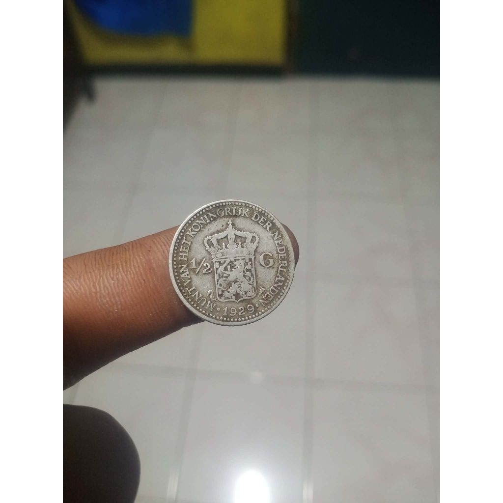 koin perak belanda tahun 1929 1/2 gulden