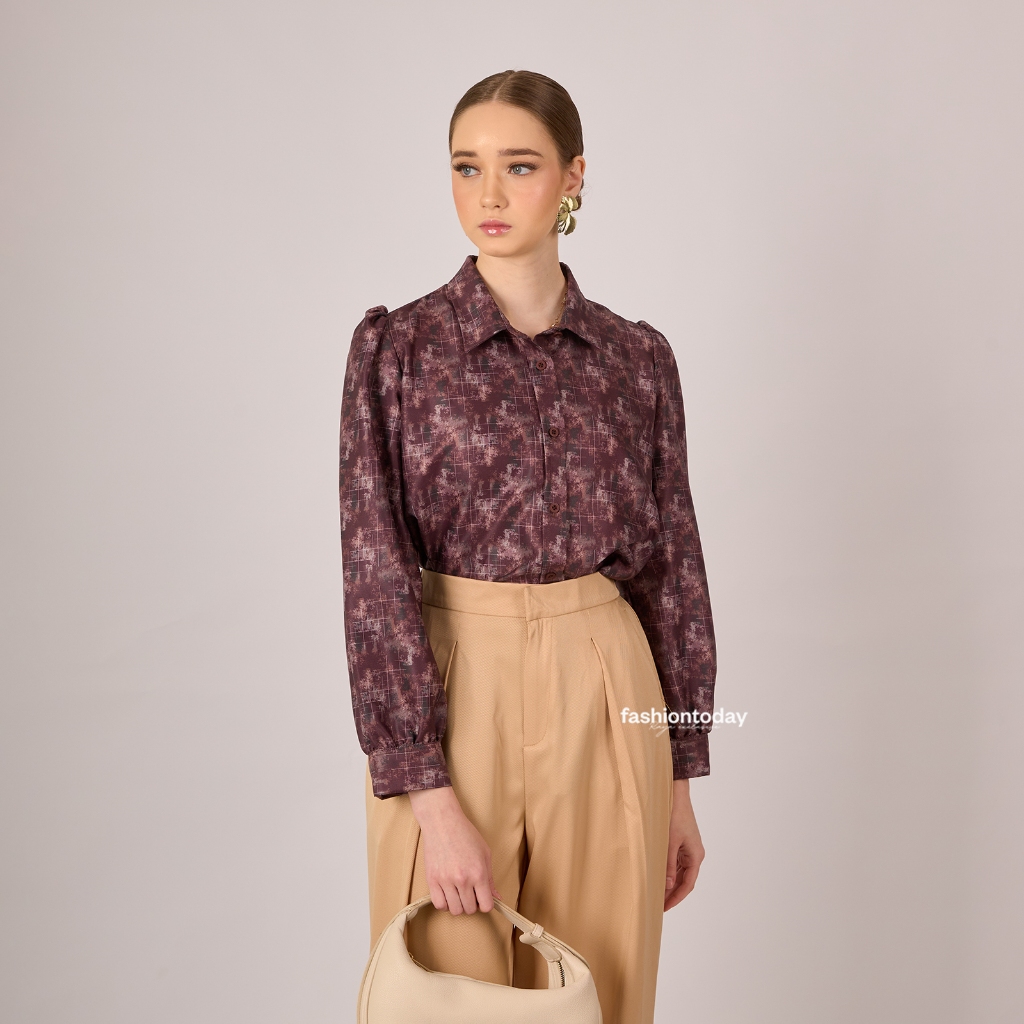 Carla Shirt Raya Exclusive Printing - Kemeja Puff Wanita Raya Exclusive Printing Fashiontoday Raya -