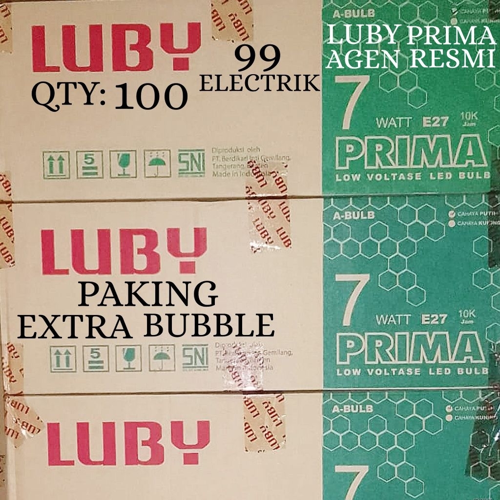 LUBY PRIMA BOHLAM LED ( PAKET 1 DUS /KARTON ) LAMPU LED LUBY PAKET KOLIAN 7W