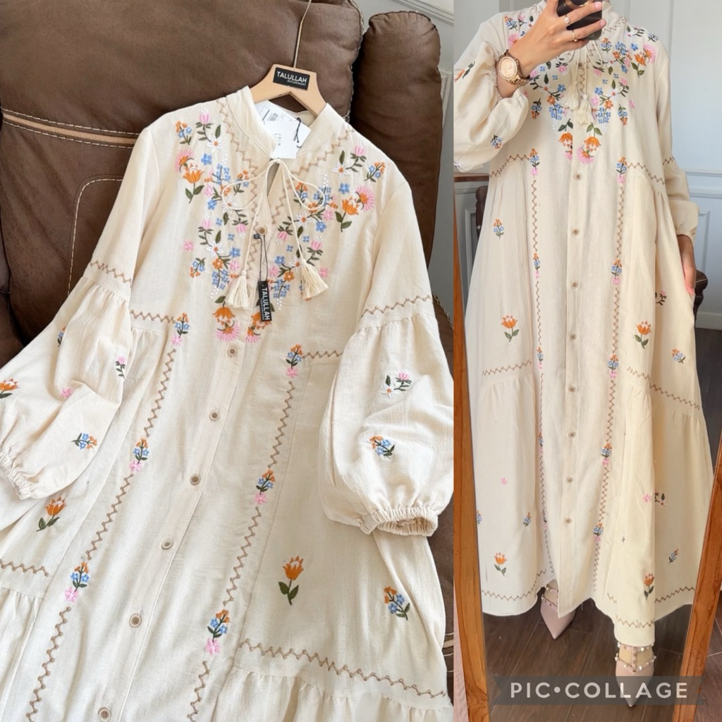 dress katun linen yellow butter bordir TALULLAH