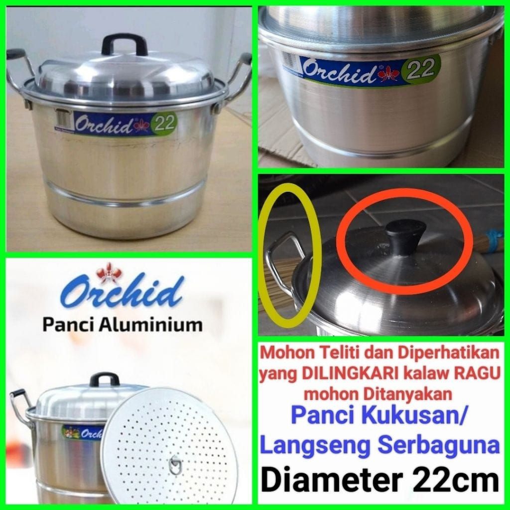 langseng nasi panci kukusan panci langseng panci sarangan serbaguna Diameter 22cm ORCHID