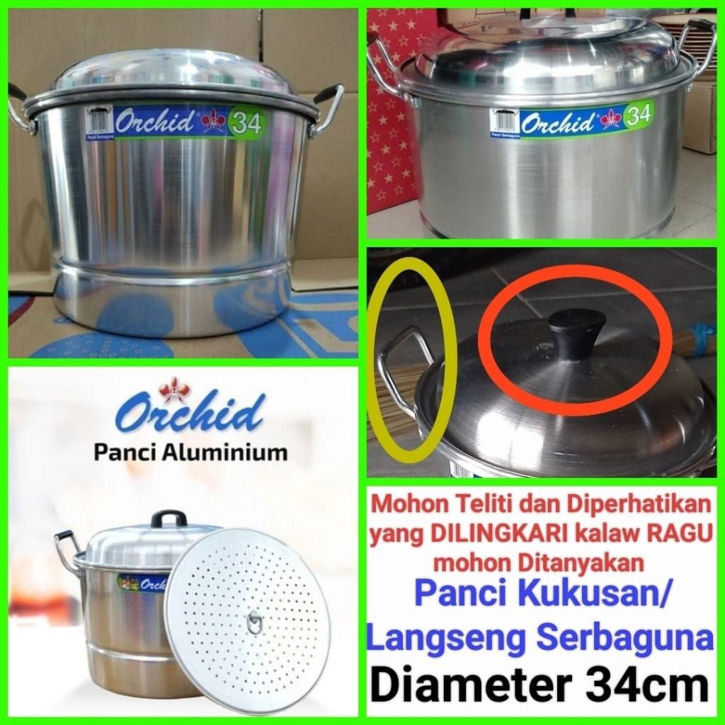 langseng nasi panci kukusan panci langseng panci sarangan serbaguna Diameter 34cm ORCHID