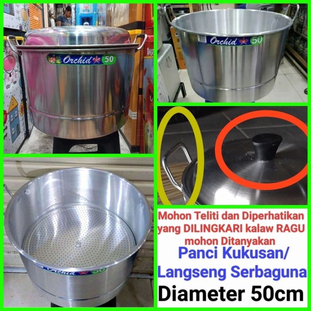 langseng nasi panci kukusan panci langseng panci sarangan serbaguna Diameter 50cm ORCHID
