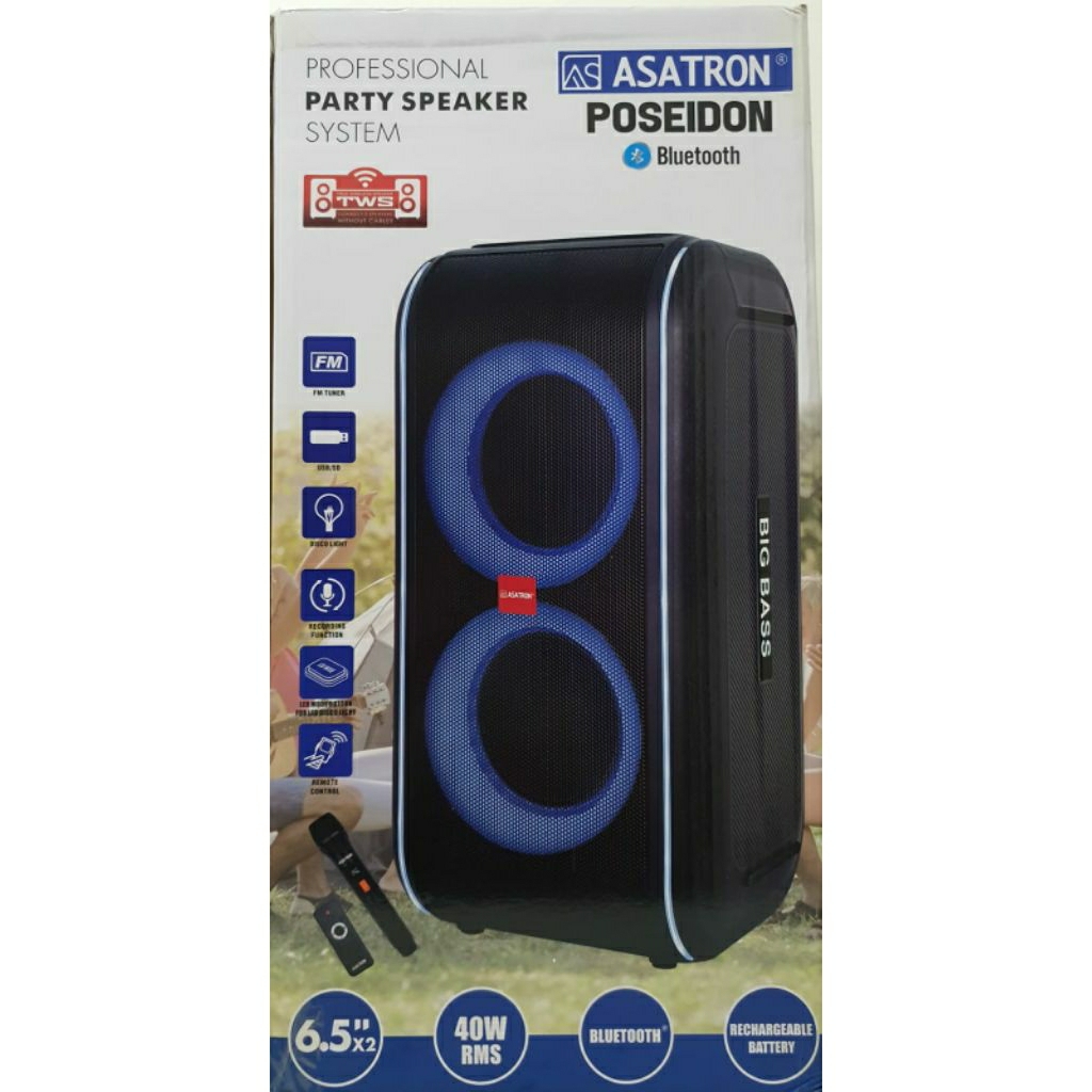 Asatron Speaker POSEIDON 2x6,5inch mic wireless