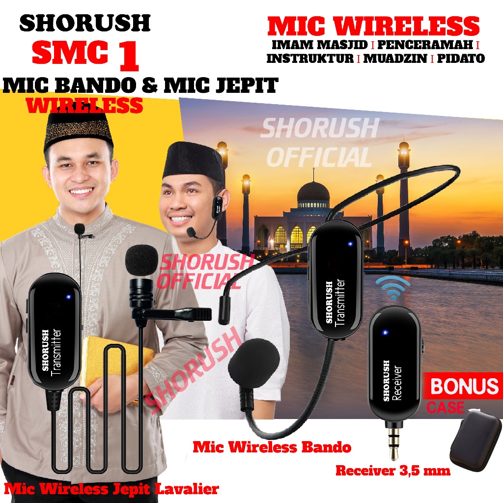 Shorush SMC 1 Mikrofon Mic Clip On Lavalier Wireless Jepit Microphone Bando Headset Meeting Pidato P