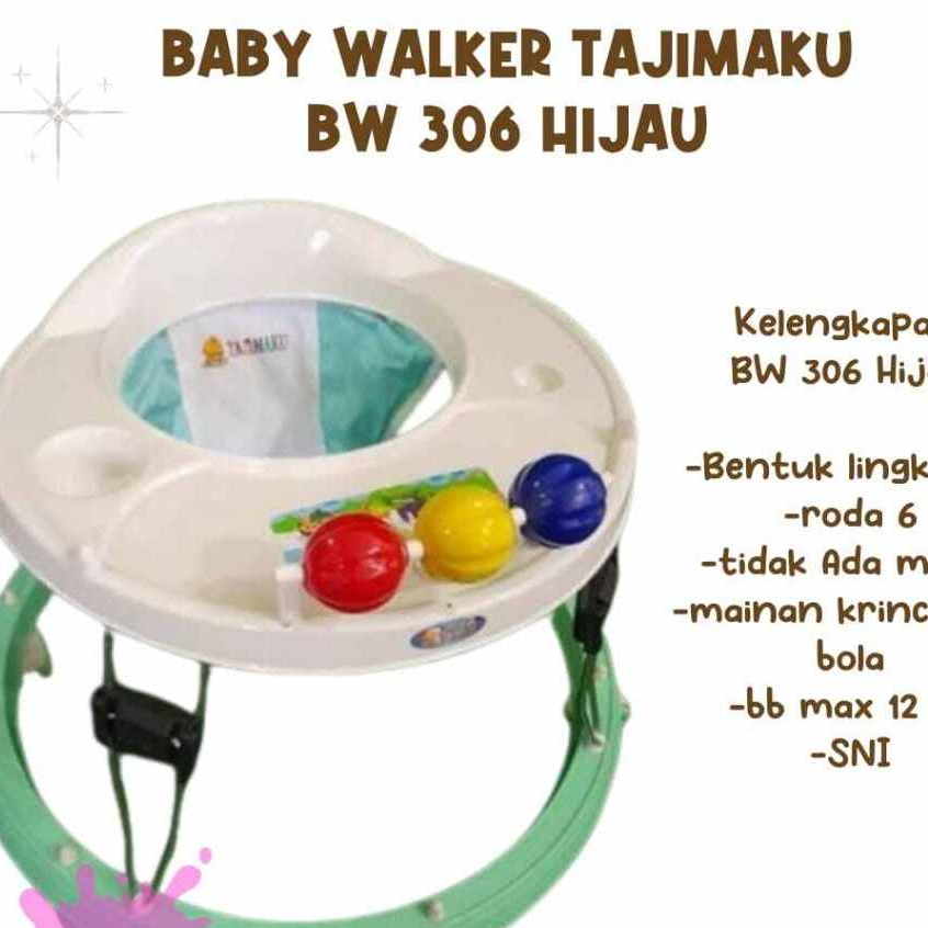 baby walker bulat murah alat bantu belajar jalan anak baby bayi balita merk tajimaku BW 306 ada Roda