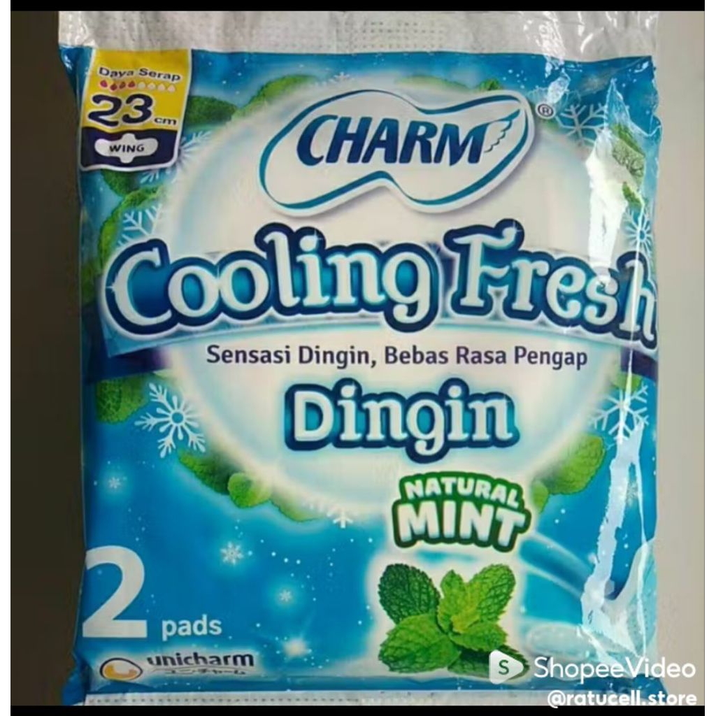 Charm Cooling Fresh Wings 23cm 1 renceng isi 6 dengan Sensasi Dingin dan Daun Mint