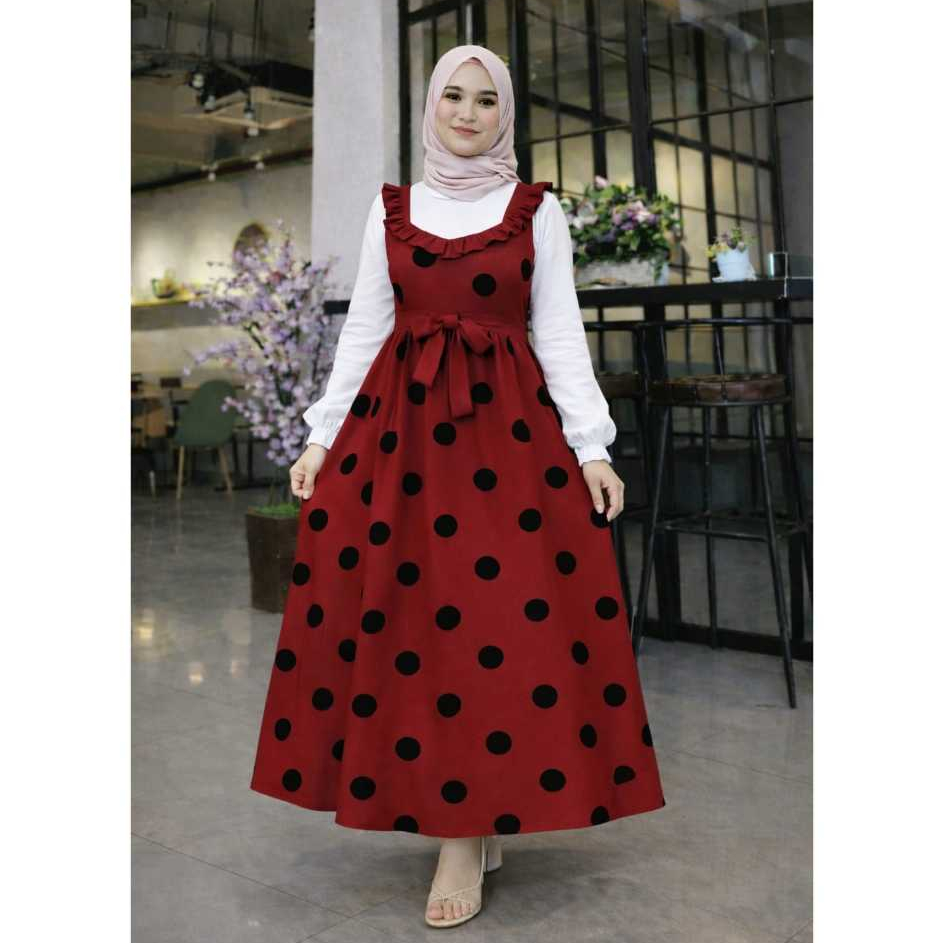 LANGSUNG KIRIM GAMIS POLKA JUMBO-XXL [70-90 KG] GAMIS MONALISA REMPEL DADA/BUSUI/TALI PINGGANG