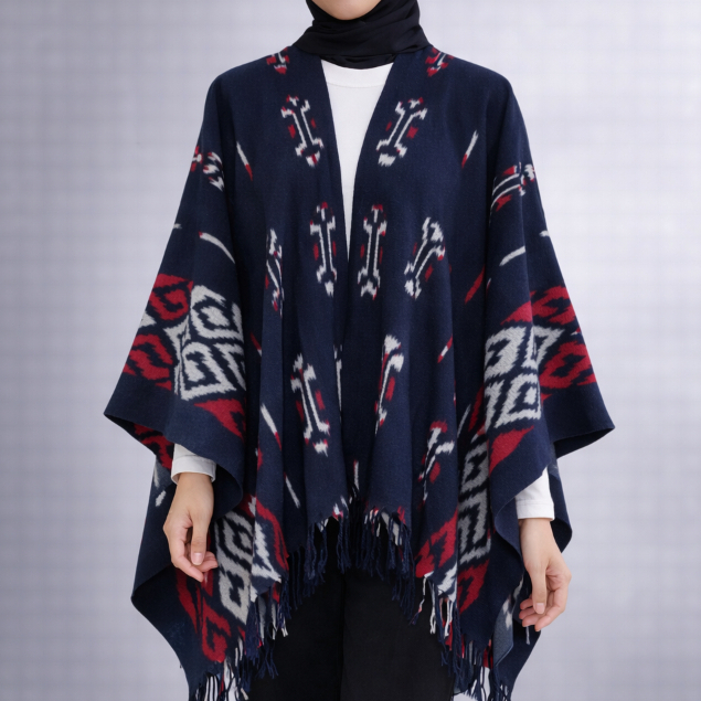 Cardigan Pendek Tenun Wanita Model Kelelawar, Baju Outer Tenun Kekinian Terbaru - Motif Kupat Navi