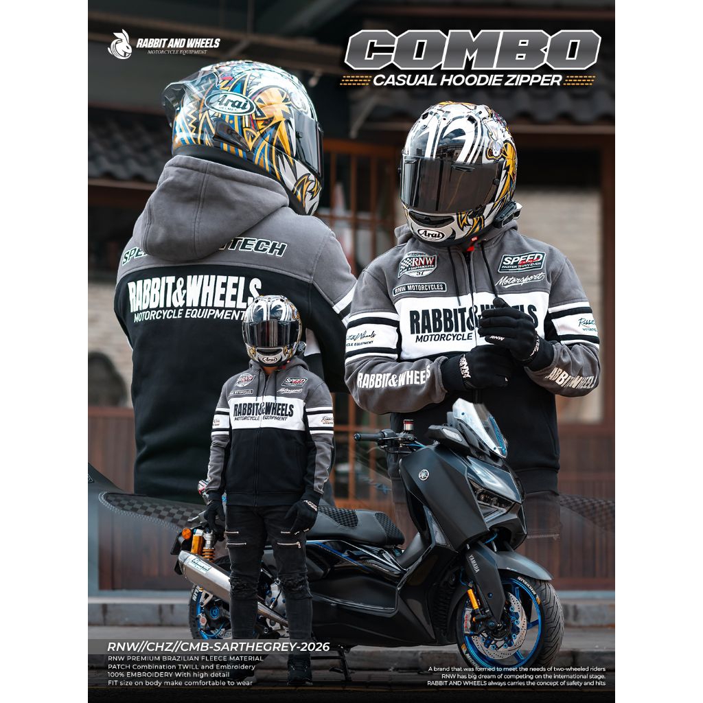 Combo Casual Hoodie Zipper Jacket Rabbit And Wheels