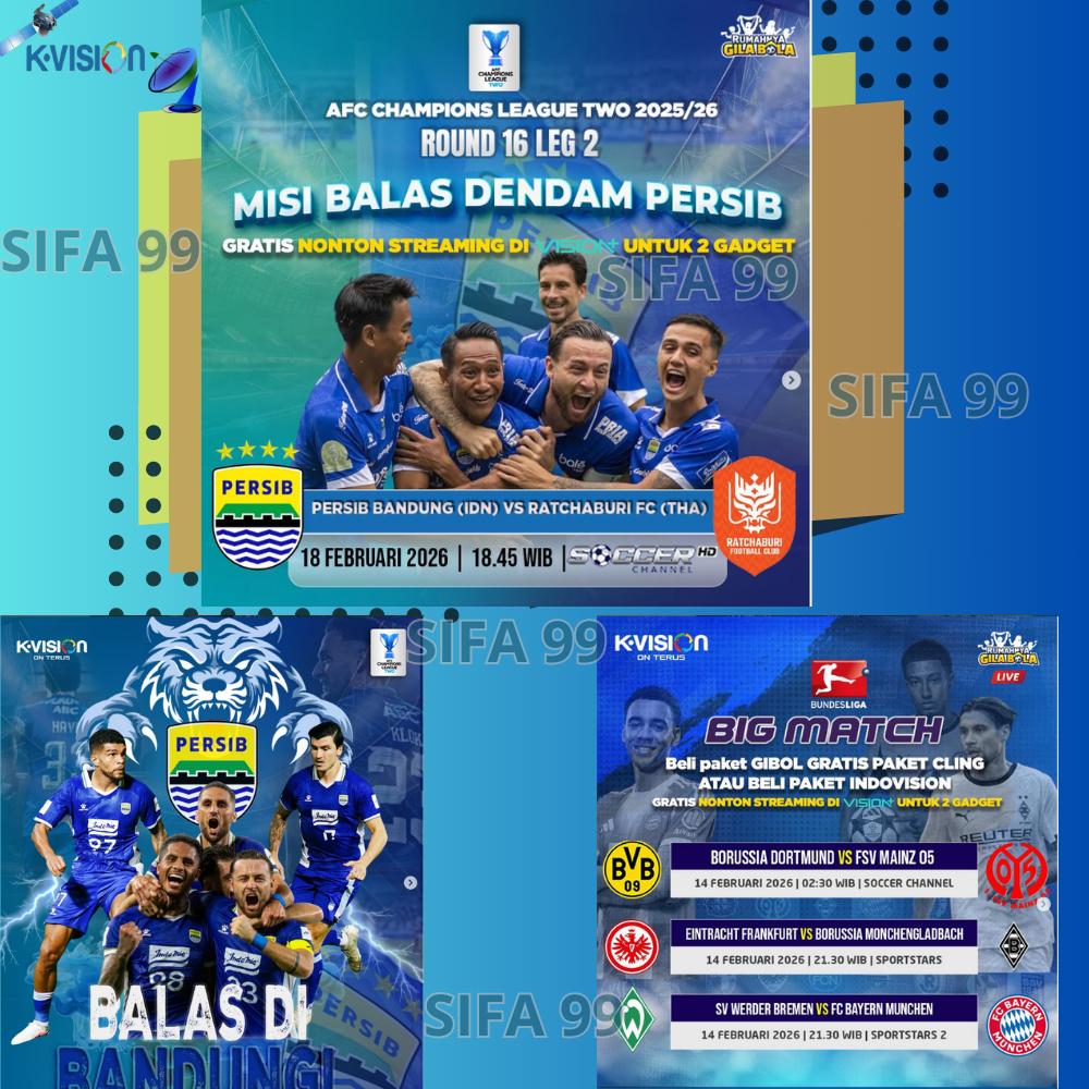 PAKET GIBOL K VISION AFC Champions League Two 2025/26 BUNDESLIGA MATCHDAY 22 proses cepat 24 jam gra