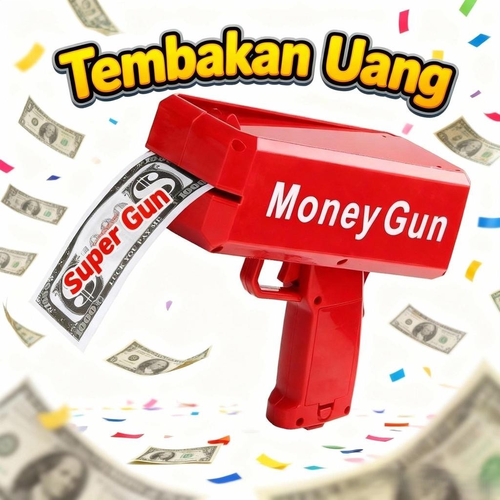 Mainan Tembakan Uang Money Gun Termasuk 100 Lembar Uang Mainan