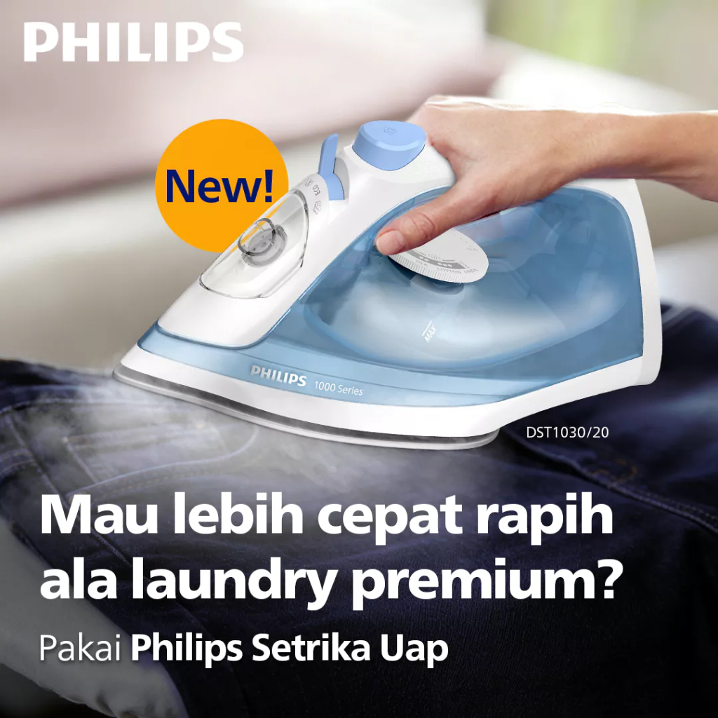 PHILIPS | Setrika Uap | DST1030/20 | Biru | 400Watt | Steamer | 250ml | Bandung